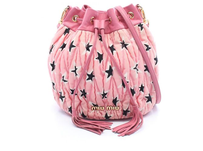 Sac seau Miu Miu MATELASSE Noir Rose Blanc
