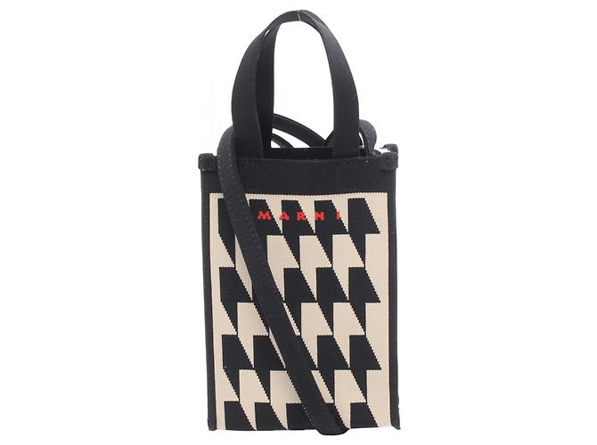 MARNI Nano Shopping Bag Noir Beige