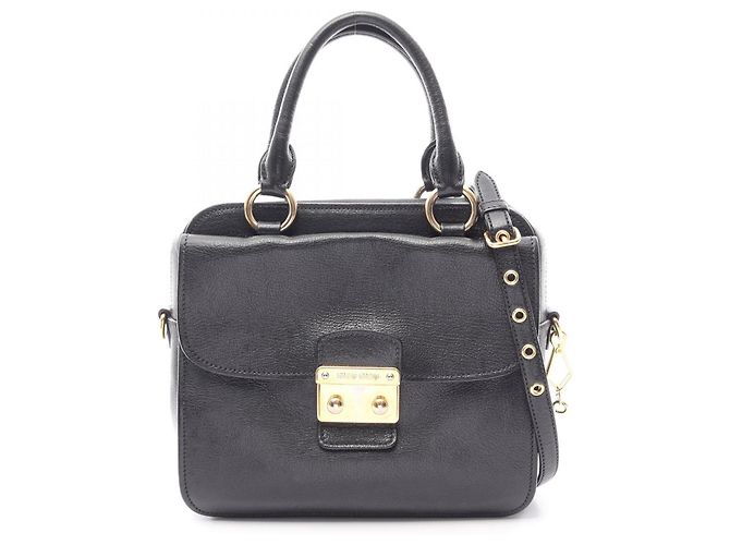 Miu Miu 2-Way Lederhandtasche Schwarz