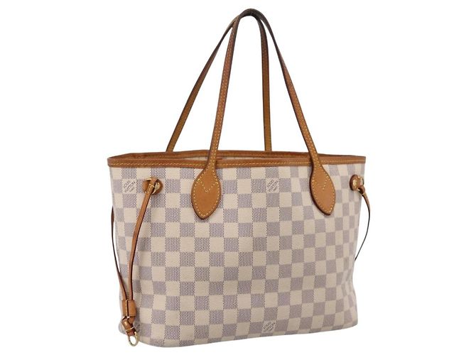 Saco Tote LOUIS VUITTON Damier Azur Neverfull PM N41362 LV Auth 204721