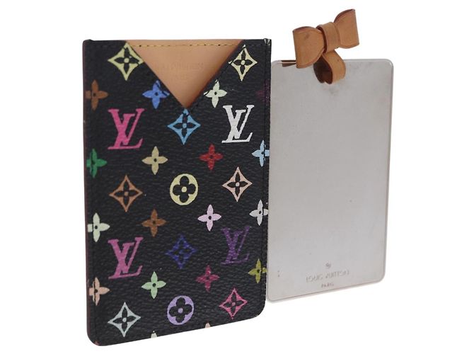 LOUIS VUITTON Monogram Multicolor Etui Miroir à main Noir M92651 LV Auth BA15826
