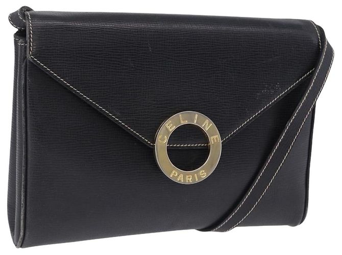 Céline Borsa a tracolla Circle CELINE in pelle nera e oro Auth 205823 Nero