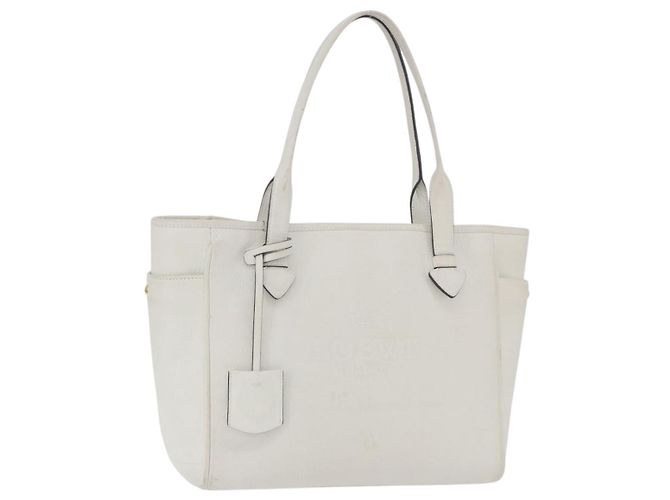 Sac Tote LOEWE en cuir blanc et doré Auth ka6256