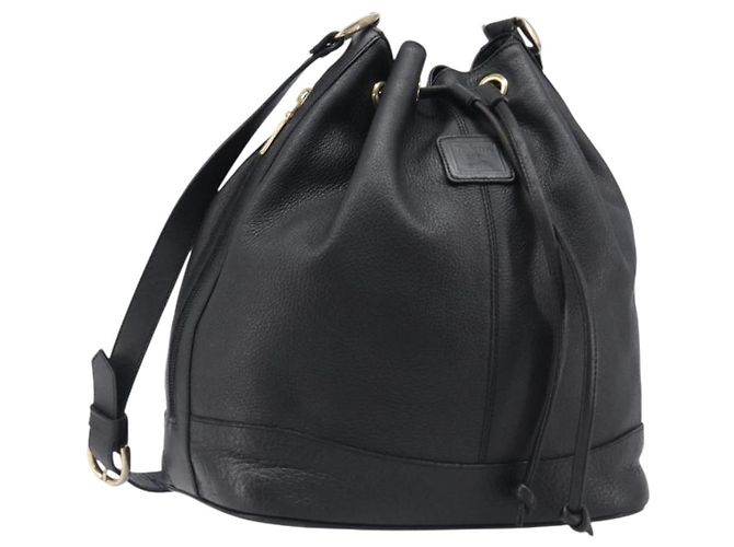 Borsa a tracolla Burberrys in pelle nera e oro Auth 204637A Nero
