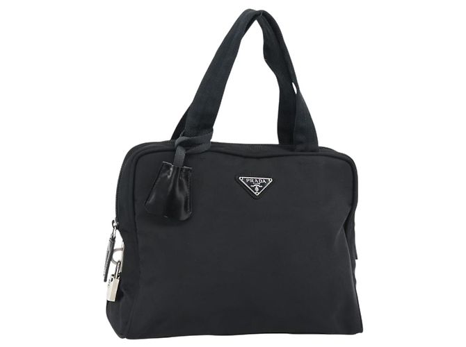 Sac à main PRADA Nylon Black Silver Auth 174539 Noir Argenté