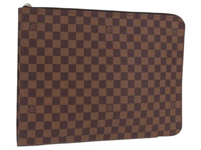 LOUIS VUITTON Damier Ebene Posh Documents Clutch Bag LV Auth 199015A