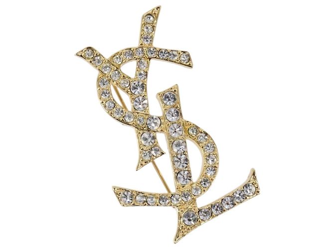 Autre Marque Spilla SAINT LAURENT Metallo Tono Oro Auth ar14262M