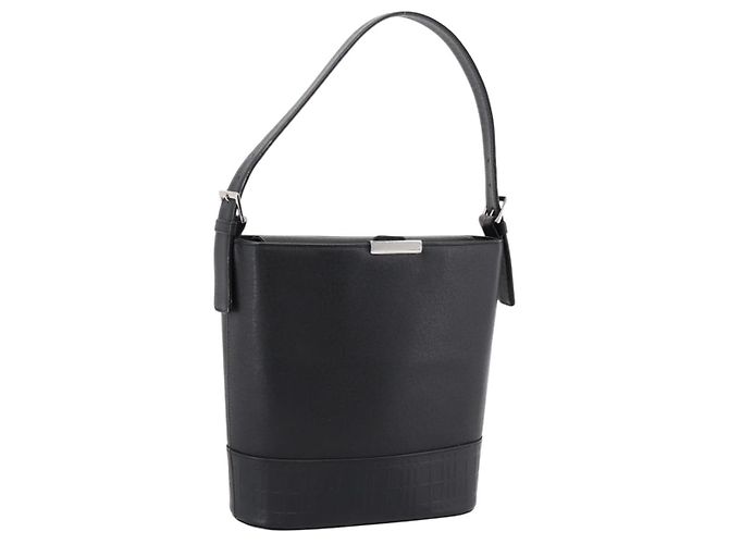 Borsa a Tracolla BURBERRY Pelle Nero Argento Auth 204846