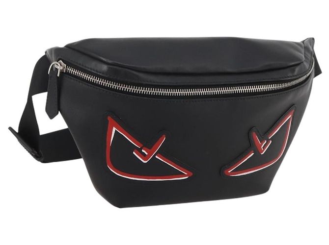 Borsa a tracolla FENDI Bugseye in pelle nera e argento 7VA434 Auth 204881M Nero