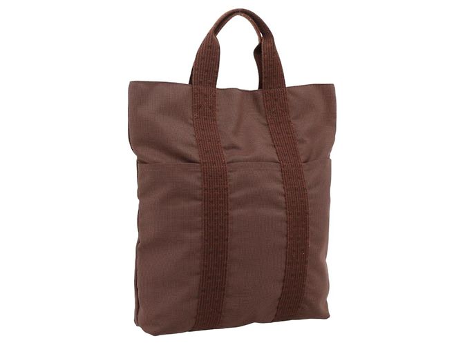 Hermès Sac à main HERMES Her Line Cabas Canvas Brown Auth 205879A Marron