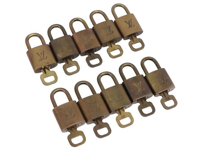 LOUIS VUITTON Padlock Metal 10 Set Gold Tone LV Auth 205897