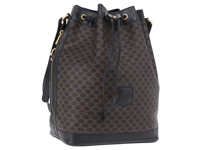 Céline Borsa a tracolla CELINE Macadam Canvas PVC Nero Oro Auth 181639V D'oro