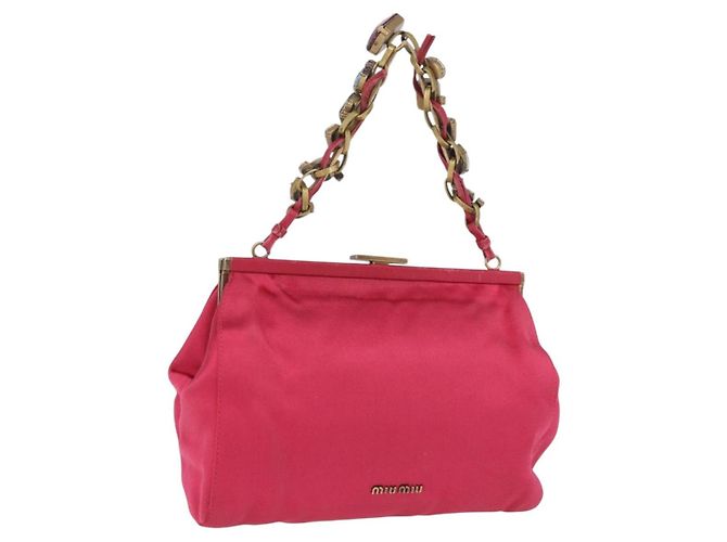 Bolsa de Acessórios Miu Miu Satin Pink Auth BAZ697 Rosa