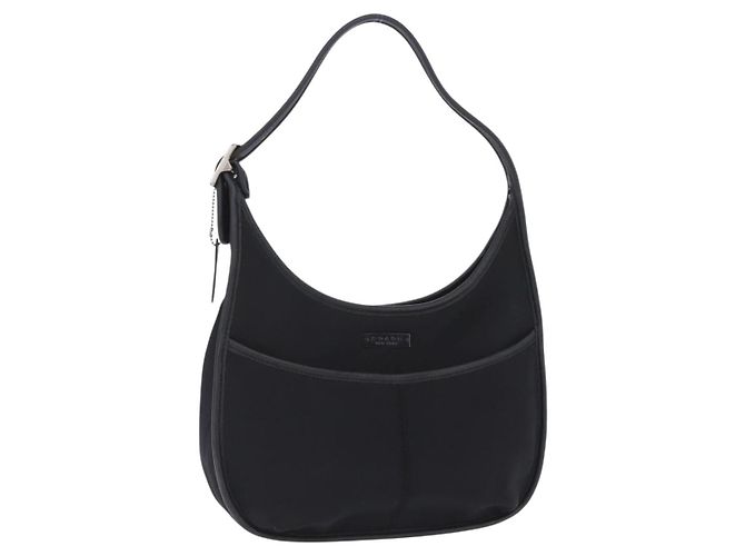 Borsa a Tracolla Coach Nylon Black Silver Auth ar14243 Nero Argento