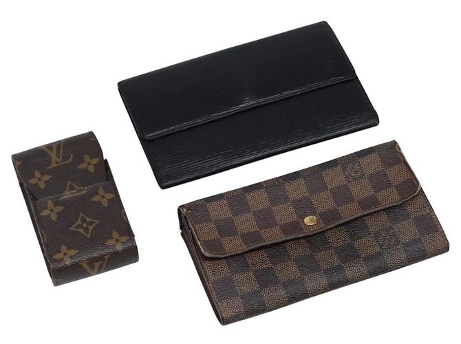LOUIS VUITTON Damier Ebene Epi Monogram Wallet 3 Set Black LV Auth BA15750 Noir Damier ebène