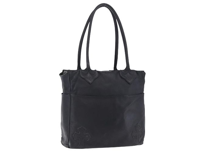 Borsa Tote Chrome Hearts Pelle Nera Auth 204170V Nero