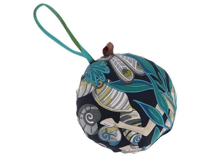 Hermès HERMES Petit Ash Bag Charm Silk Blue Auth 203689M