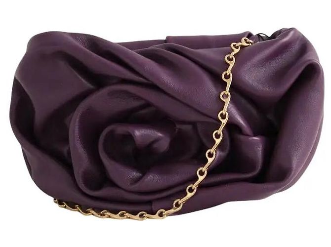 Mini mala de mão Burberry em couro roxa Roxo
