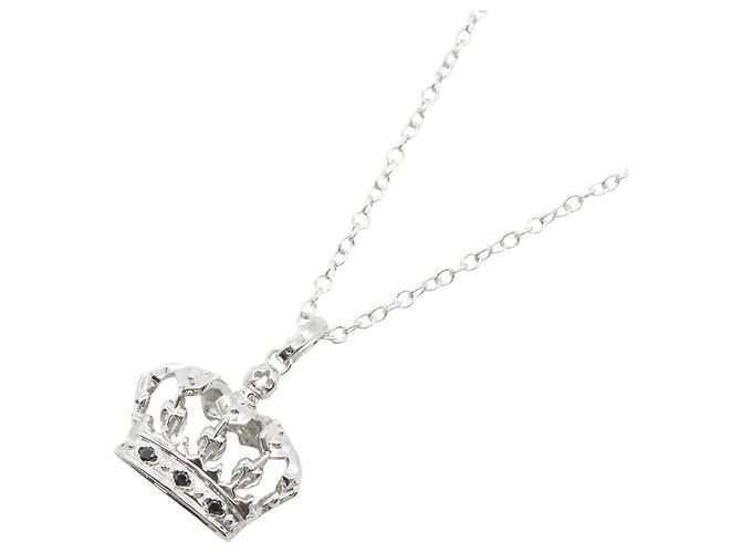 Collar Dolce & Gabbana Crown Black Diamond Negro Plata