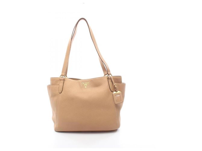Prada Beige Leather Tote Bag