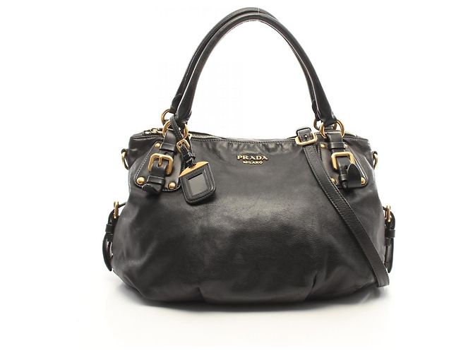 Sac à main 2-Way Prada PRADA avec logo en métal Noir