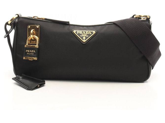 Borsa a tracolla Prada Re-Nylon TESSUTO + VITELLO Nero