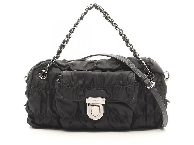 Saffiano Sac à main 2-Way Prada TESSUTO GAUFRE' Noir