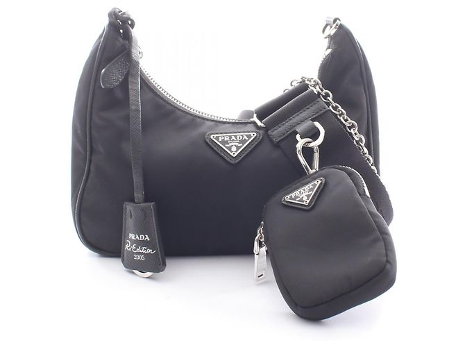 Saffiano Borsa a tracolla 2-Way Prada Re-Edition 2005 Nero