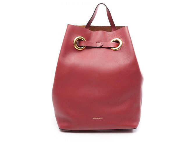 Mochila/Bolso Burberry de cuero rojo con cordón Roja