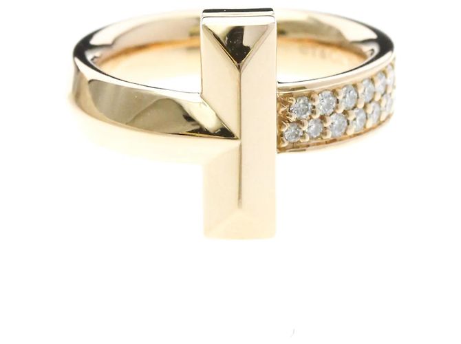 Autre Marque Anello Tiffany T One Largo con Diamanti in Oro Rosa D'oro