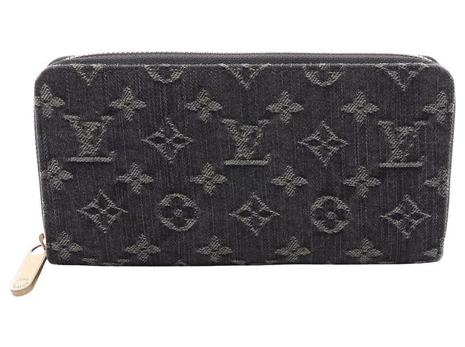 Zippy Louis Vuitton Monogram Denim Long Wallet Black