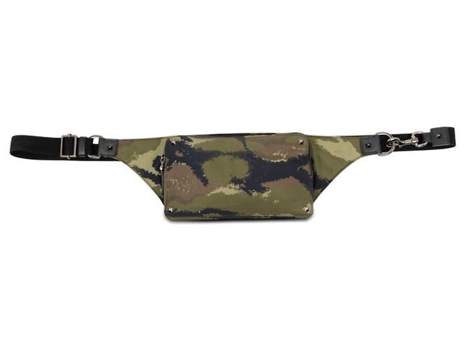 Borsa a tracolla Valentino Rockstud Camouflage Nero Verde Cachi