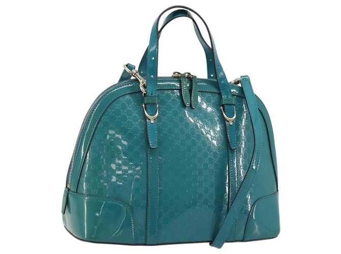 Gucci Nice Top Handle Microguccissima Patent Medium Turquesa