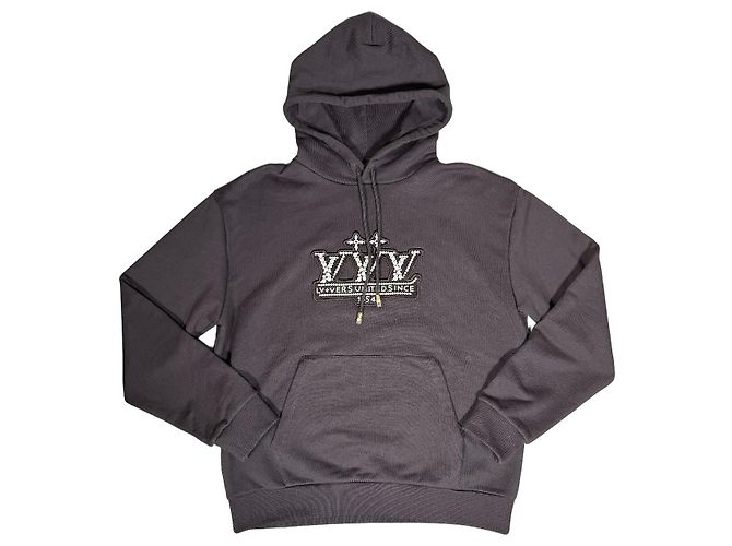 Louis Vuitton Sudadera Marrón Patch Bordado de Perlas Talla M Castaño