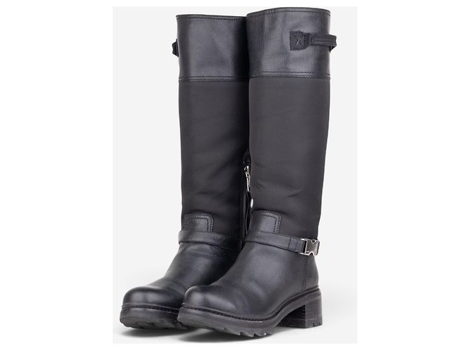 Botas Biker Prada 2000s Hybrid Buckle Preto