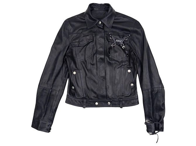 Dior by Galliano SS04 Bondage Punk Leather Jacket Black