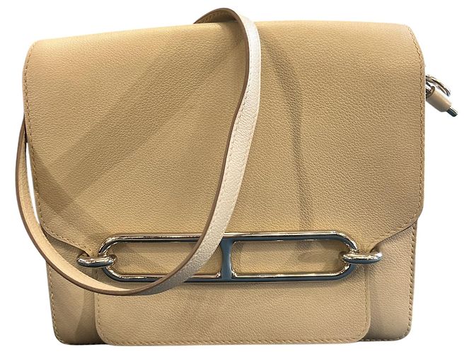 Hermès Roulis Beige Leather Shoulder Bag