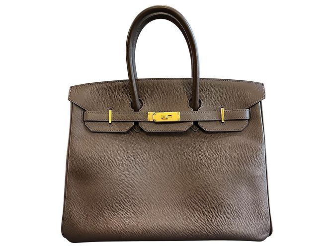 Hermès 2010 Hermes Birkin Handbag 35, Brown Grained Leather