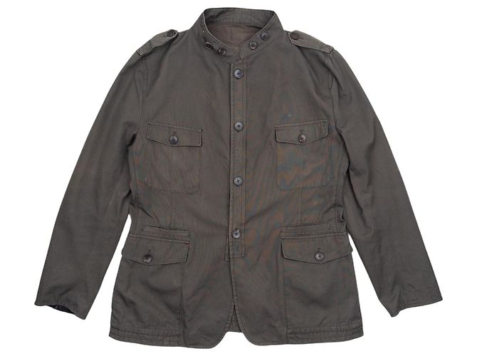 Gucci by Tom Ford 2000s Multi-Pocket Military Field Jacket Green