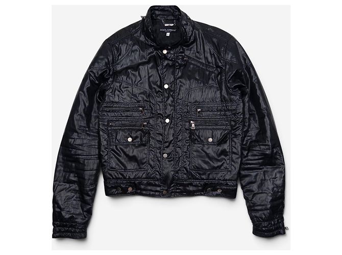 Dolce & Gabbana Biker Puffer Jacke aus den 2000ern Schwarz