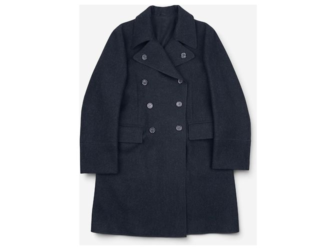 Prada 2000s Double Breasted Coat Navy blue