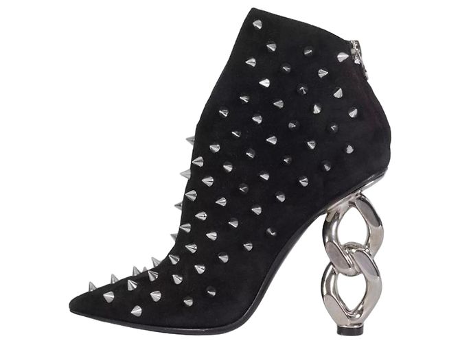 Bottines à clous en daim noir Balmain EU 38 d'occasion