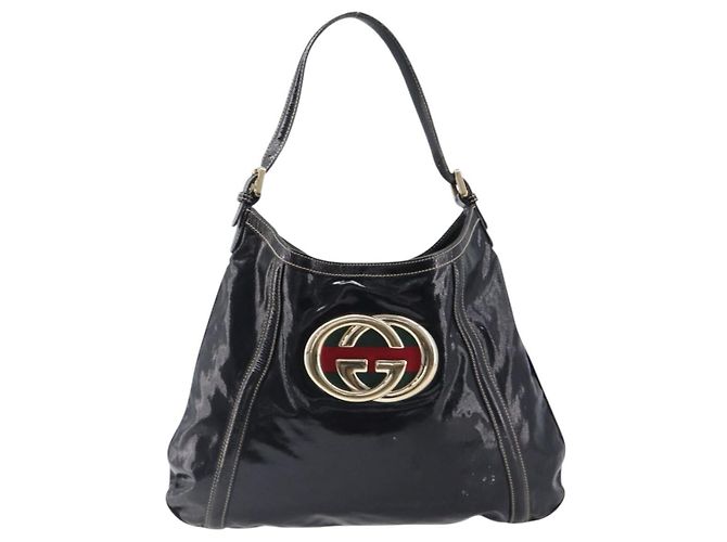 Gucci Britt Web Hobo Dialux Coated Canvas Medium Nero