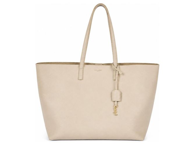 Autre Marque Bolsa Saint Laurent Shopper em couro bege