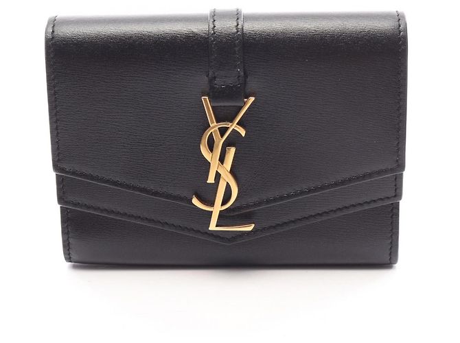 Autre Marque Saint Laurent Kartenetui aus Leder Schwarz
