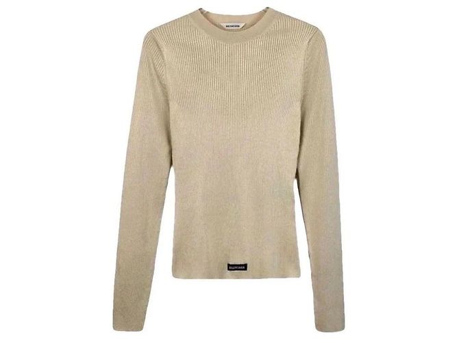 Pull en maille côtelée Balenciaga beige