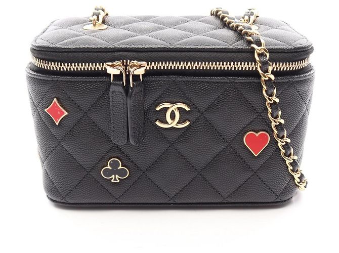 Borsa Vanity Chanel con motivo di carte da gioco Nero