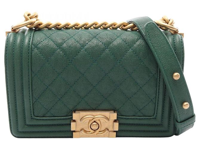 Borsa a tracolla Chanel Boy Small in verde