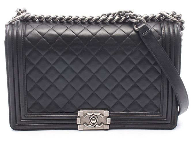 Borsa a tracolla Chanel Boy Large Matelassé Nero