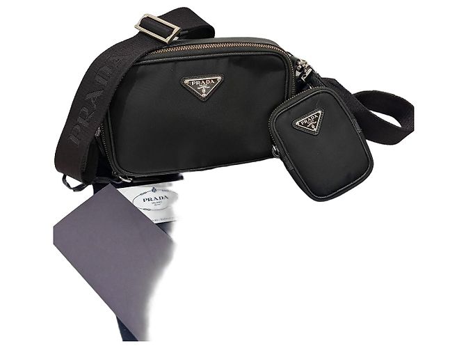 Saffiano Bolso de hombro Prada Re-Nylon con bolsito - Negro